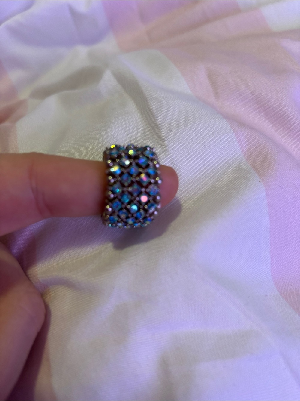 Sparkling Blue Crystal Dome Ring - Women Jewelry